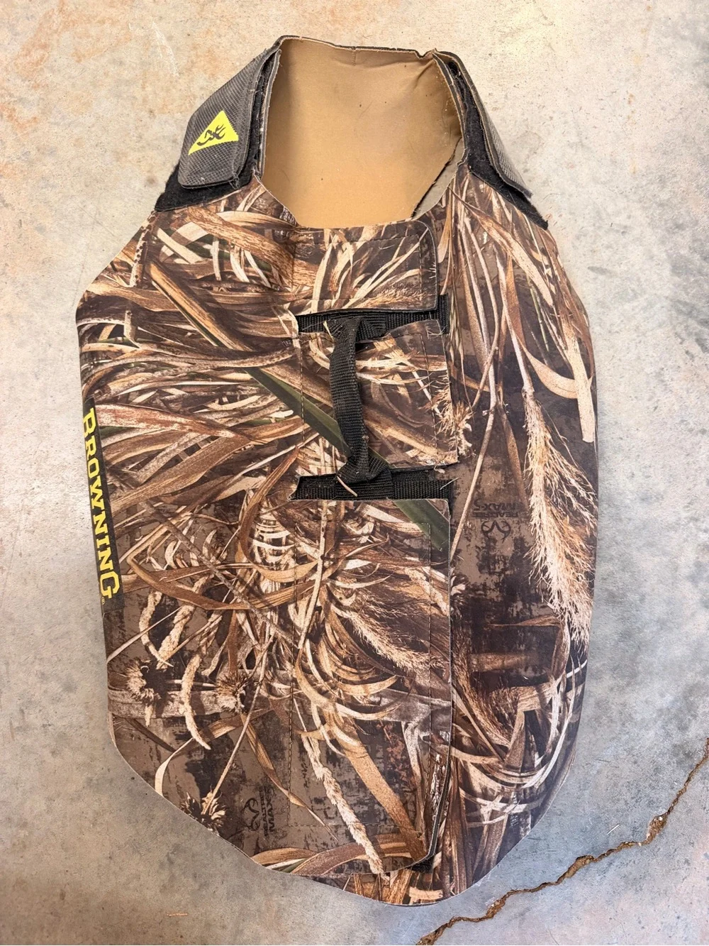 Browning Brown Realtree-Style Camo Vest with Yellow Logo